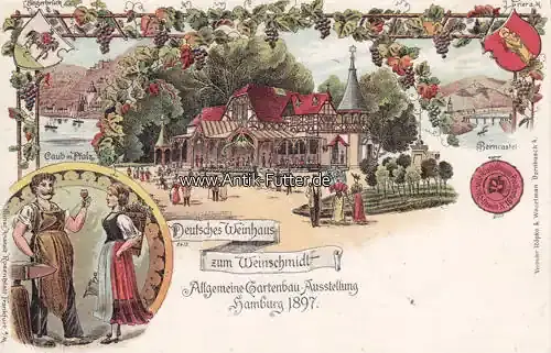 Angebot - Ansichtskarte/Postkarte/Litho/Allgemeine-Gartenbau-Ausstellung Hamburg 1897./… 2-3