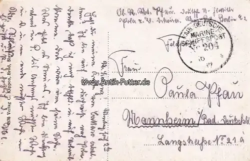 Deutsches Reich/Pola/Brod n. S. 1917 Ansichtskarte/Feldpost/mit Stempel Kais. Deutsche Marine-Schiffspost No. 204 2-3 | Zeitlich begrenzt
