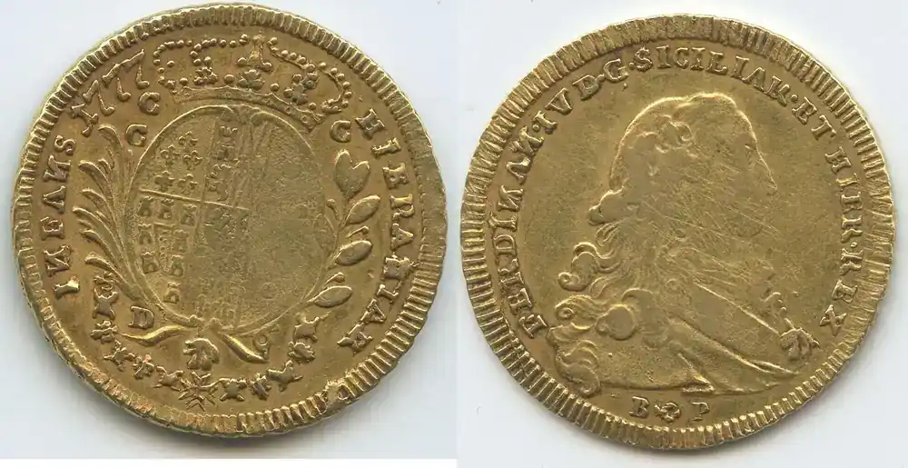 Italien Königreich Neapel 6 Ducati Gold 1777 BP/C-CC M 5542 – Ferdinand I. (IV.) von Bourbon 1759-1825 Kingdom of Naples Sehr schön , justiert | Begrenztes Angebot