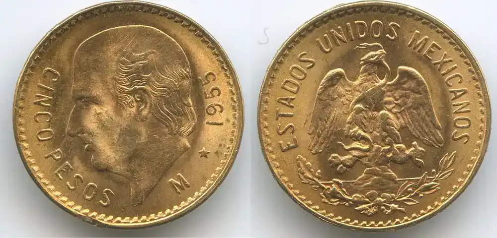 Mexiko Republik 5 Pesos Gold 1955 M° Mexican Mint M 5506 – Miguel Hidalgo y Costilla – Mexico Republic Vorzüglich – Unzirkuliert, winziger Randfehler | Endet bald