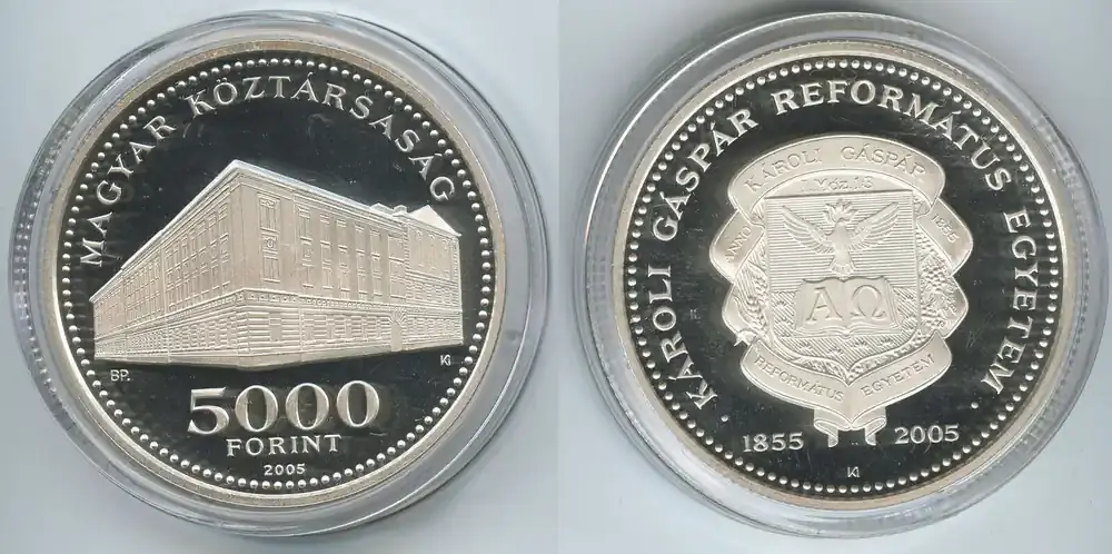 Ungarn Magyar Köztársaság 5000 Forint Silber 2005 BP Budapest GS587 – Károli Gáspár Reformed University Hungary Polierte Platte | Direkt ab Werk
