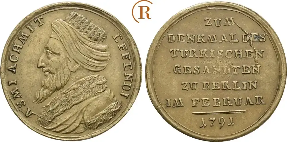 Türkei Bronzemedaille auf den türkischen Gesandten 1791 Selim III, 1798-1807 ss-vz - Heute kaufen