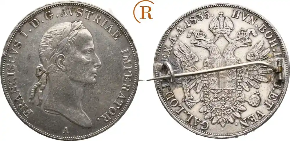 Habsburg Taler Wien 1835 A Franz II, 1792-1835 ss Anstecknadel, sehr seltener Jahrgang !! | Bestpreis
