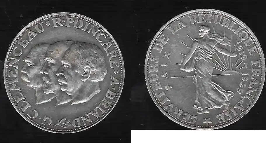 FRANCE Module du 20 Francs TURIN 1929 10 éme anniversaire du traité de Paix à Versaille . Vorzüglich | Neue Ware