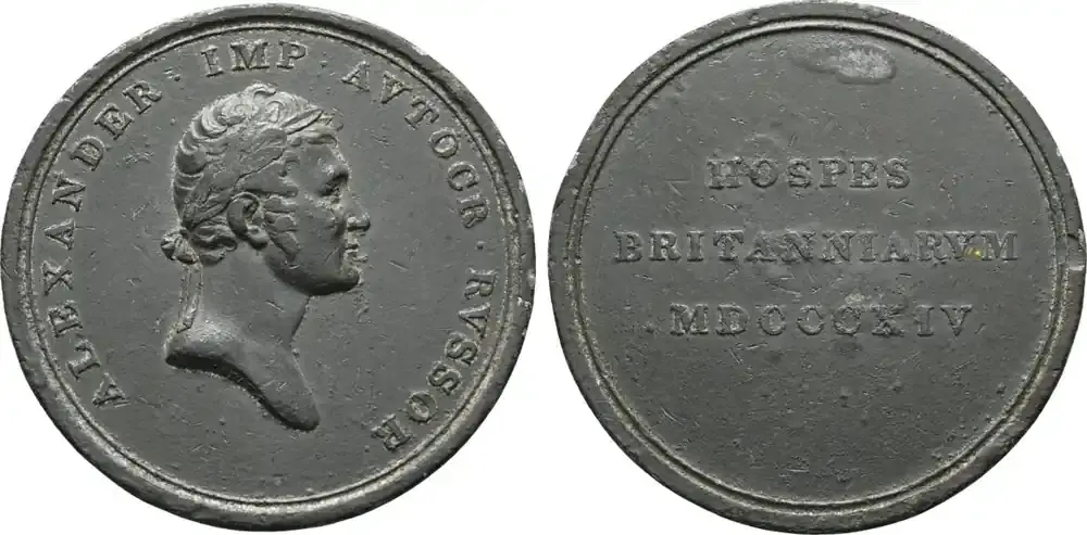 Sofort kaufen | Rußland Zinnmedaille 1814 von Thomas Halliday Alexander I. 1801-1825 Äußerst selten. Etwas korrodiert, sehr schön
