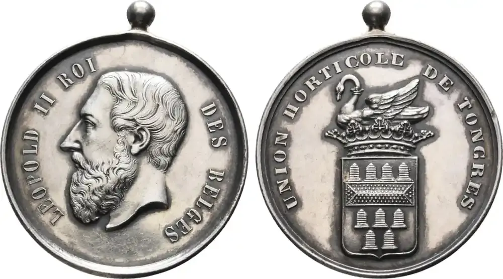 Belgien, Königreich Tragbare Medaille o.J Leopold II. 1865-1909 Sehr selten. Winz. Randfehler, fast vorzüglich - Neu hinzugefügt