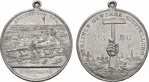 Brandenburg-Berlin, Stadt Tragbare Aluminiummedaille 1896 von Oertel Fast vorzüglich | Nur noch kurze Zeit