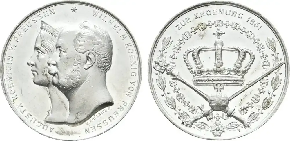 Brandenburg-Preußen Zinnmedaille 1861 von Friedrich Wilhelm Kullr Wilhelm I. 1861-1888 Winz. Kratzer, vorzüglich | Nur noch wenige
