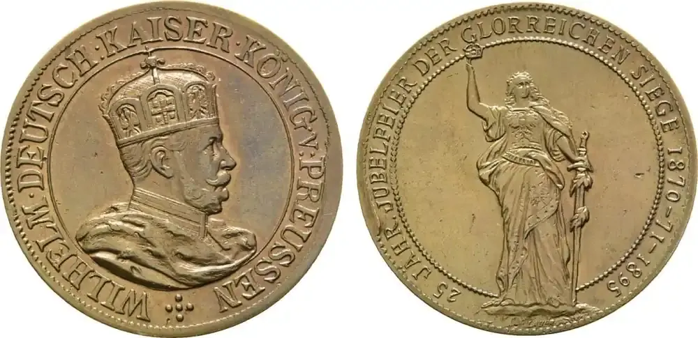 Direkt ab Werk - Brandenburg-Preußen Bronzemedaille 1895 von Lauer Wilhelm I. 1861-1888 Selten. Randfehler, fast vorzüglich