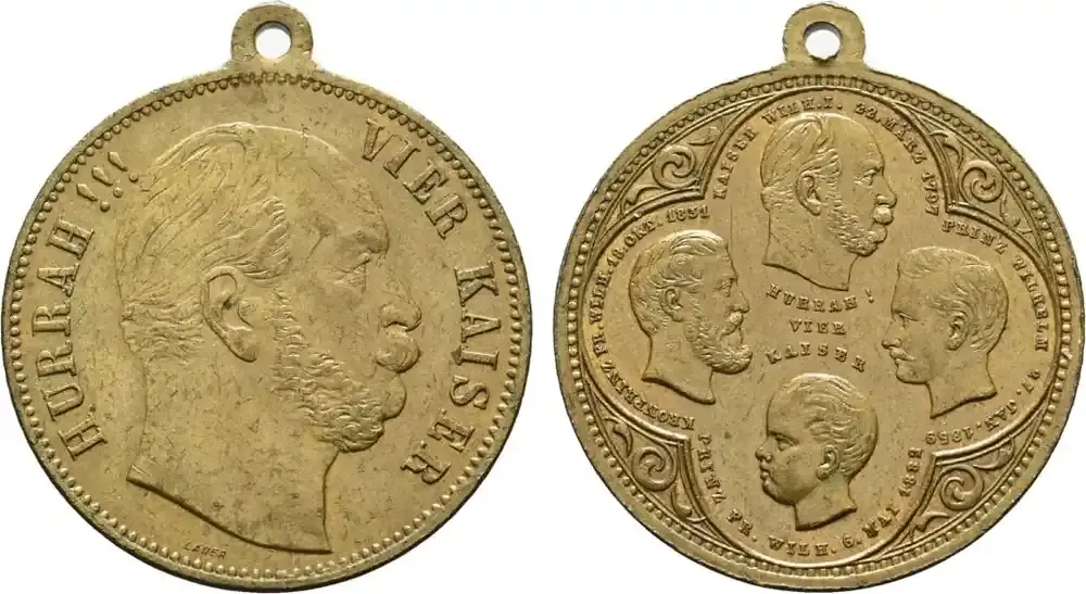 Neu im Sortiment - Brandenburg-Preußen Tragbare Bronzemedaille 1897 von Lauer Wilhelm I. 1861-1888 Äußerst selten. Kl. Kratzer, vorzüglich