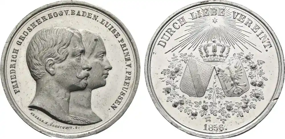 Neu eingetroffen | Brandenburg-Preußen Zinnmedaille 1856 von Martin Sebald Luise *3.12.1838, +23.4.1923, Tochter Friedrichs III Sehr selten. Vorzüglich