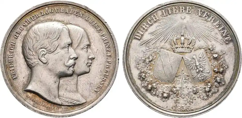 Brandenburg-Preußen Medaille 1856 von Martin Sebald Luise *3.12.1838, +23.4.1923, Tochter Friedrichs III Sehr selten. Kl. Randfehler, kl. Kratzer, sehr schön / sehr schön – vorzüglich | Nur noch wenige