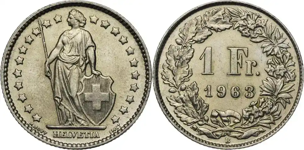 Sonderaktion | Schweiz 1 Franken 1963 B Helvetia – Kursmünze (1875-1967) schön