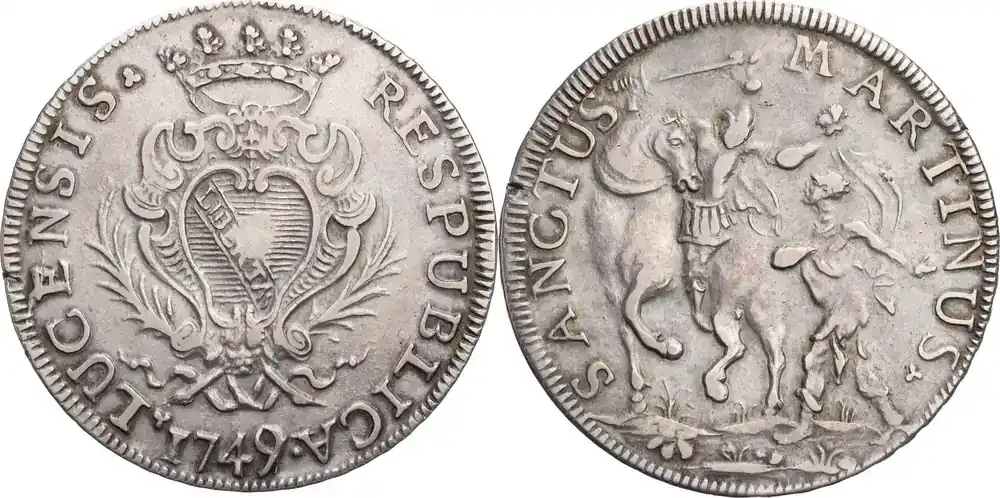 Jetzt zugreifen | Italien Scudo 1749 Lucca, St. Martin ss, min. Schrötlingsfehler im Rand