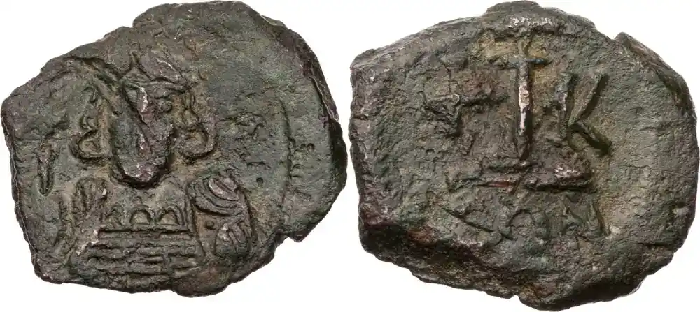 Byzanz Decanummium (10 Nummi) 668-673 Constantinus IV. Pogonatus, Constantinopolis, Büste / Wert Vs. Kratzer, etwas korrodiert, s-ss - Topseller