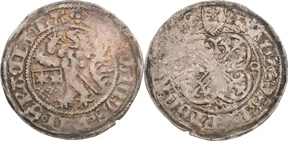 Top bewertet - Hessen, Landgrafschaft Zweischildgroschen o. J. (1457-1465) Ludwig II. der Freimütige (1458-1471) Prägeschwäche, fast ss