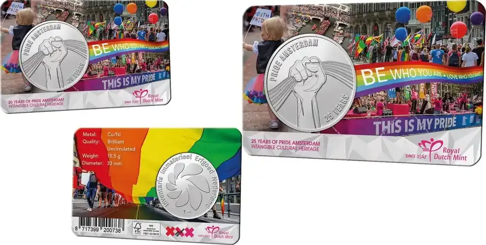 Nederland 2021 Immaterieel erfgoed ‘25 jaar Pride Amsterdam‘ penning in coincard. | Topseller