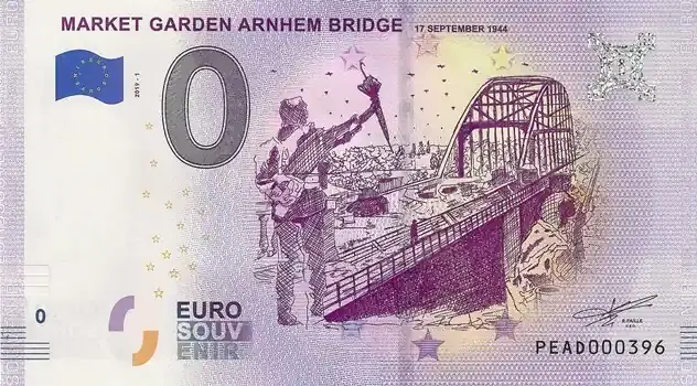 0 Euro Biljetten 0 Euro biljet Nederland 2019 – Market Garden Arnhem Bridge Gekleurd - Heute kaufen