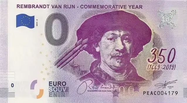 0 Euro Biljetten 0 Euro biljet Nederland 2019 – Rembrandt - Sonderaktion