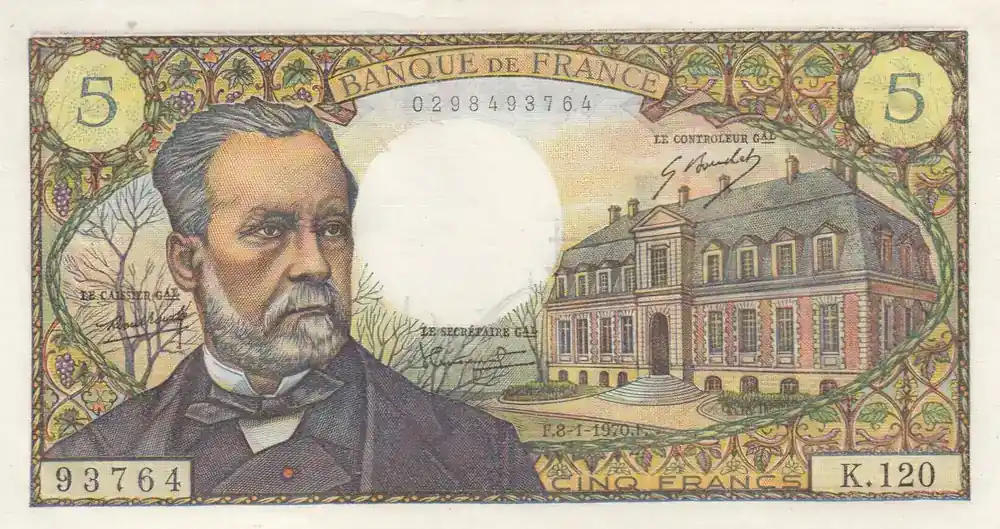 Expresslieferung - Frankreich 1970 5 Francs – Pasteur – 08-01-1970 – Serial K.120 I- / VZ+ / VZ-ST