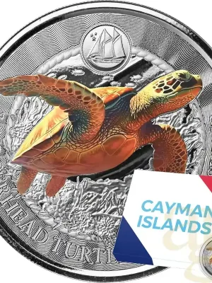 Preishit - 1 Unze Silbermünze Cayman Islands Schildkröte 2023 – Coloriert