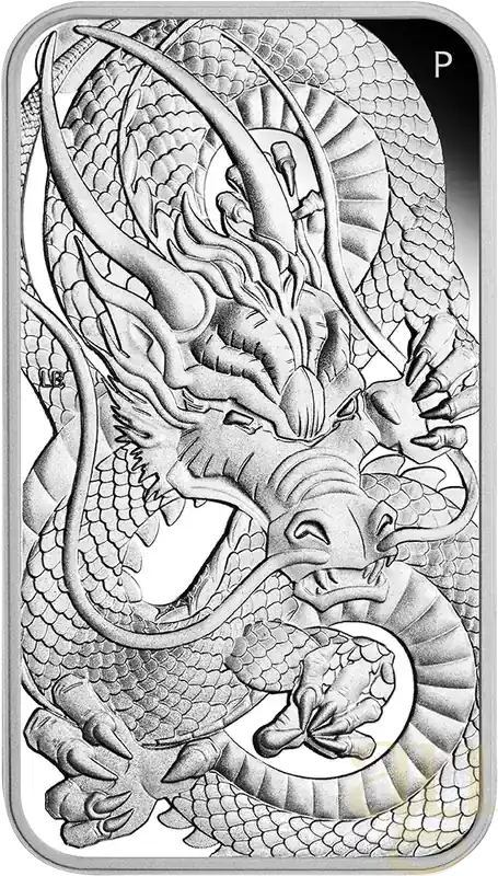 1 Unze Silbermünze Perth Mint Rectangular Dragon 2021 – polierte Platte - Sale