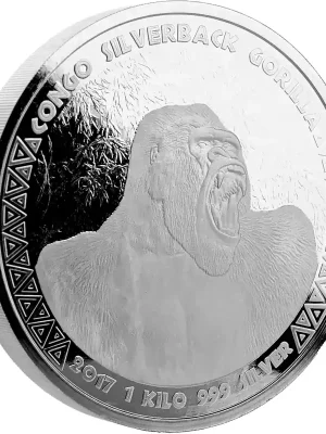 1 Kilogramm Silbermünze Afrika Kongo Silberrücken Gorilla 2017 - Schnelle Lieferung