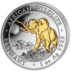 1 Unze Silbermünze Somalia Elefant 2016 teilvergoldet | Top-Angebot