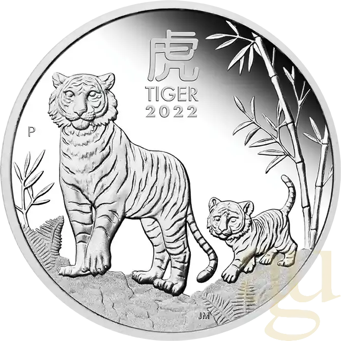 1/2 Unze Silbermünze Australien Lunar III Tiger 2022 – polierte Platte - Rabatt