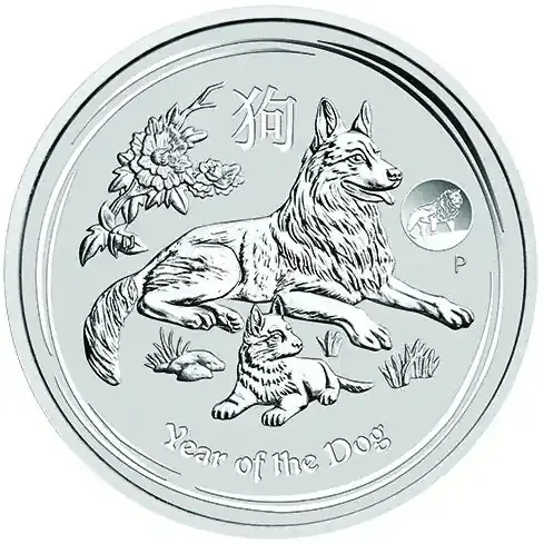 Preis gesenkt | 1 Unze Silbermünze Australien Lunar II Hund 2018 – Privy Mark Löwe