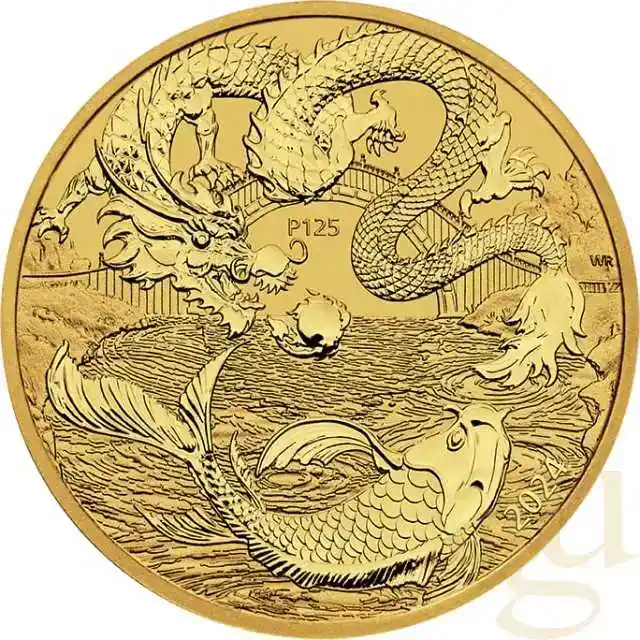 1 Unze Goldmünze Australien Drache & Koi 2024 | Nicht verpassen