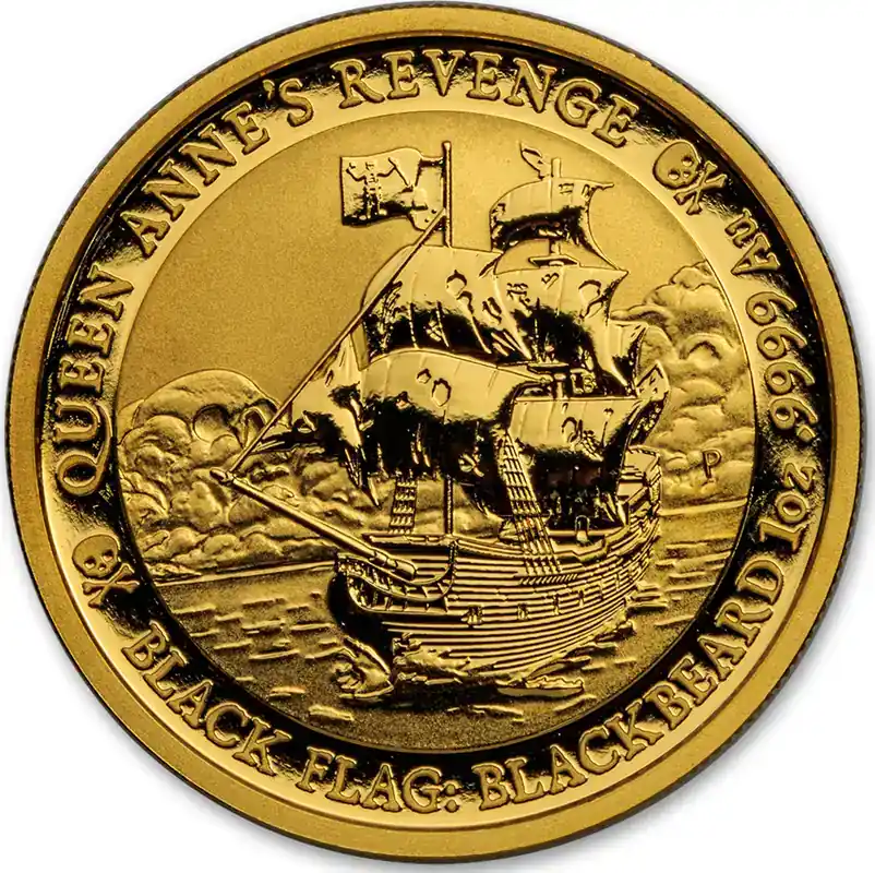 Preiswert - 1 Unze Goldmünze Tuvalu – Black Flag – Piratenschiff Queen Anne‘s Revenge 2019