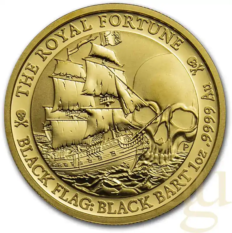 Neu - 1 Unze Goldmünze Tuvalu – Black Flag – Piratenschiff The Royal Fortune 2020