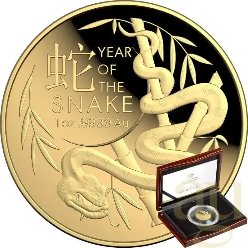 1 Unze Goldmünze Australien RAM Lunar Schlange 2025 Domed – Proof - Hohe Qualität