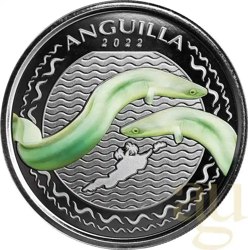 1 Unze Silbermünze EC8 Anguilla – Eel 2022 – coloriert | Sicher einkaufen