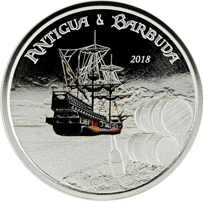 Preiswert - 1 Unze Silbermünze EC8 Antigua & Barbuda – Rum Runner 2018 – coloriert