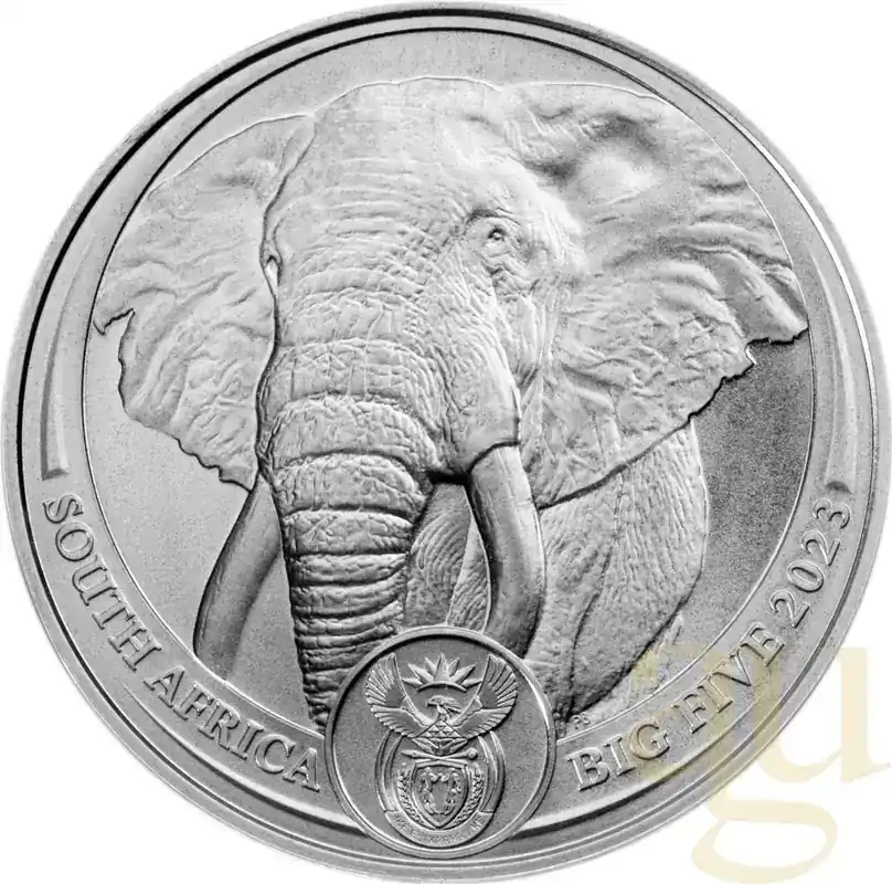 Preisnachlass - 1 Unze Platinmünze Südafrika Big Five Elefant 2023