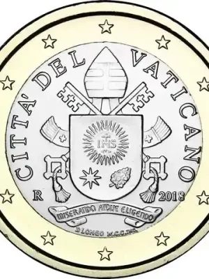 Neues Produkt - Vatikan 1 Euro 2018 Stgl. Motiv Papst-Wappen von Franziskus