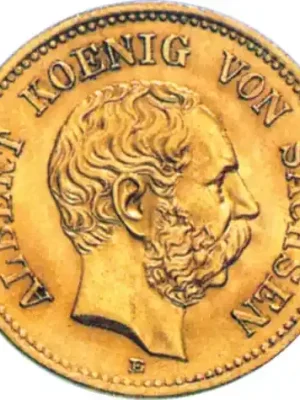 Schnäppchen | Sachsen 5 Mark Gold 1877 König Albert – J.260