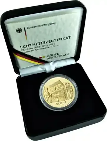 Goldmünze Deutschland 100 Euro Gold 2021 Recht - Super-Preis