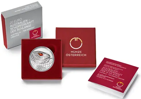 Österreich 20 Euro 2021 PP Schöpferkraft der Schlange mit Swarovski-Kristall ® | Sonderaktion