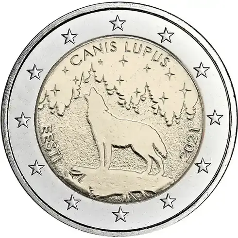 Estland 2 Euro 2021 – Estnischer Wolf | Kostenlose Rückgabe