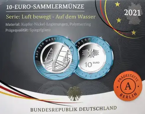 Kostenlose Rückgabe | Deutschland 10 Euro 2021 PP Auf dem Wasser Mzz. A
