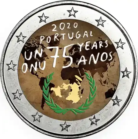 Portugal 2 Euro 2020 bfr. 75 Jahre Vereinte Nationen – UNO in Farbe | Super-Preis