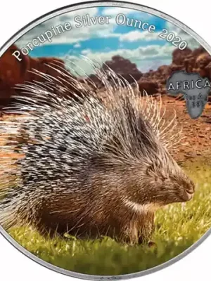1 Unze Silber 2020 Stachelschwein in Farbe – Afrika Antique Finish Silver Ounce | Herstellerpreis