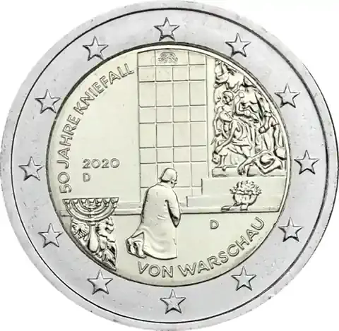 Preis gesenkt | Deutschland 2 Euro 2020 Kniefall von Warschau – Münzzeichen D