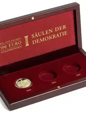 363141- Münzetui VOLTERRA für 3 x BRD 100 Gold-Euro der Serie ‘Säulen der Demokratie‘ - Hohe Qualität