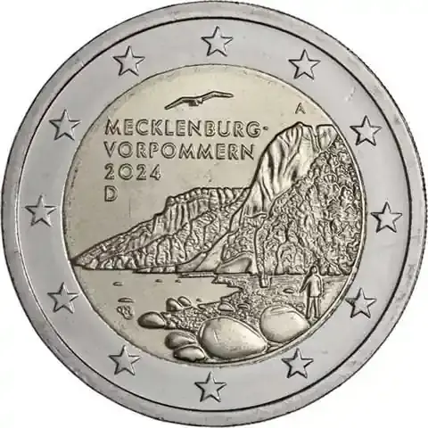 Deutschland 2 Euro 2024 Königsstuhl – Kreidefelsen Rügen Münzzeichen A - Verfügbar