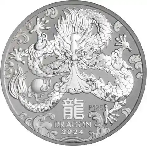 Lunar III Jahr des Drachen – 1 Unze Silber 2024 – Australien 1 Dollar - Aktionspreis