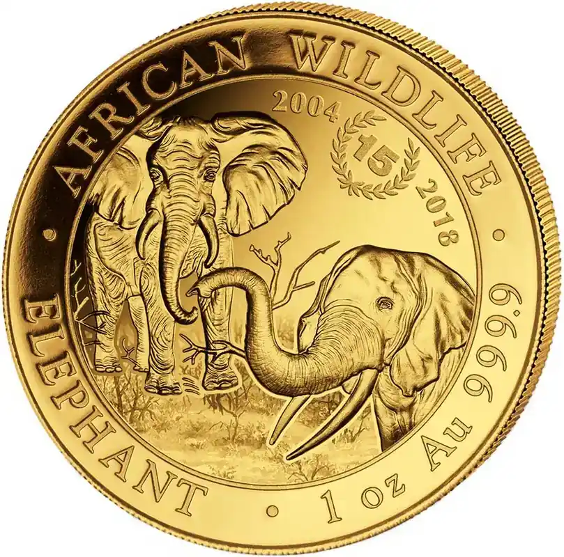 1 Unze Goldmünze Somalia Elefant 2018 – 15 Jahre Jubiläum - Jetzt zugreifen